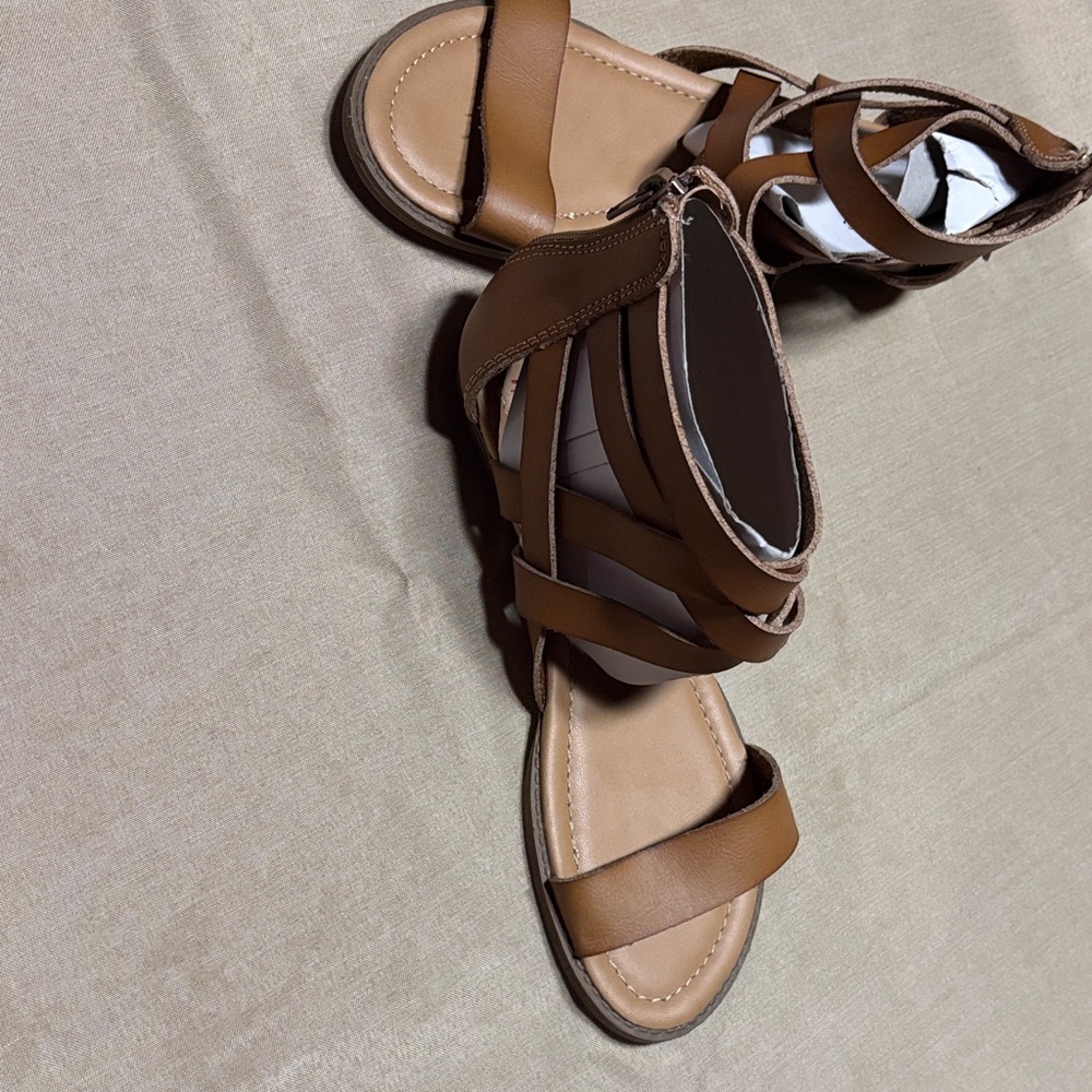 Kids Brown Strappy Gladiator Sandals
